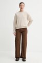Levi's spodnie sztruksowe RIBCAGE WL BRAIDED 001US brązowy AW25