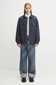 Kenzo jeansy Diagonal Stripe Turn Up Wide Fit FF65DP4216Z1 niebieski