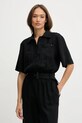 Лляний комбінезон Tommy Hilfiger чорний WW0WW47168