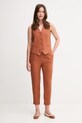 Ľanové nohavice United Colors of Benetton 4AGHDF079 oranžová AW25
