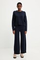 United Colors of Benetton spodnie z dodatkiem wełny 102HDF00Z granatowy AW25