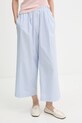 Weekend Max Mara spodnie bawełniane FLEUR wzorzyste niebieski 2525136021600