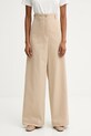 Bavlněné kalhoty Weekend Max Mara ALFEO high béžová 2525136101600
