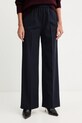 Weekend Max Mara pantaloni cu lână PETRA drept bleumarin 2525136032600