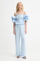 The Sleeper pantaloni in lino PFPT01G027R blu AW25