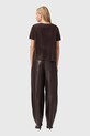 Odzież AllSaints spodnie skórzane JETT W026TD brązowy
