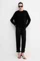 Sisley spodnie z domieszką wełny 41FQLF080 czarny AW25