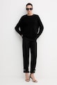 Sisley spodnie z domieszką wełny 41FQLF080 czarny AW25