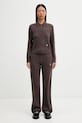 Μάλλινο παντελόνι Sporty & Rich SRC Cashmere PA02766302BR27 καφέ
