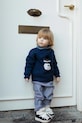 Donsje spodnie bawełniane niemowlęce Teijs Trousers wzorzyste szary 3042600