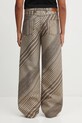 Odzież Kenzo spodnie z dodatkiem wełny Diagonal Stripe Turn Up Wide Fit FF65PA3839IO beżowy