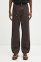 Carhartt WIP spodnie bawełniane Double Knee Pant gładkie brązowy I031501.4702