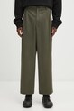 Maison Kitsuné spodnie bawełniane Relaxed Pleated gładkie zielony PM01125WW9043