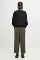 Maison Kitsuné cotton trousers Relaxed Pleated green PM01125WW9043