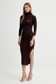 Elisabetta Franchi sukienka z dodatkiem jedwabiu AM23B56E2 bordowy AW25