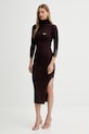 Elisabetta Franchi sukienka z dodatkiem jedwabiu AM23B56E2 bordowy AW25