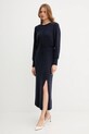 OUI sukienka z wełną 94484 granatowy AW25