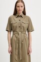 Barbour sukienka z domieszką lnu NICOLE zielony LDR0894