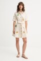 Never Fully Dressed sukienka z domieszką lnu Lauren NFDDR2810 beżowy AW25