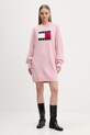 Φόρεμα από μείγμα μαλλιού Tommy Jeans DW0DW21462 ροζ AW25