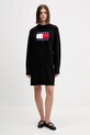 Haljina s primjesom vune Tommy Jeans DW0DW21462 crna AW25