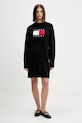 Tommy Jeans rochie din amestec de lână DW0DW21462 negru AW25