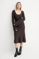 American Vintage sukienka wełniana NEN14A brązowy AW25