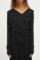 Šaty GANNI Interlock Jersey Crossover Ruched Long čierna T4213