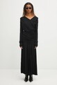 Šaty GANNI Interlock Jersey Crossover Ruched Long T4213 čierna