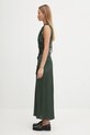 GANNI sukienka Solid Stretch Satin Gathered Long W0739 zielony AW25