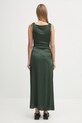 Odzież GANNI sukienka Solid Stretch Satin Gathered Long W0739 zielony