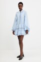 Bardot sukienka z domieszką lnu 59849DB1 niebieski AW25