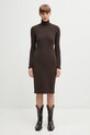 MM6 Maison Margiela vestito con lana dritto marrone S62DD0054.M13187.144