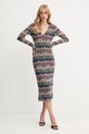 Missoni sukienka z wełną DS25WG1V.BR012F granatowy AW25