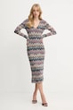 Missoni sukienka z wełną DS25WG1V.BR012F granatowy AW25