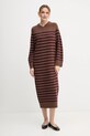 Volnena obleka Tommy Hilfiger Oversize rjava WW0WW46761