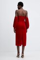 Odzież Forte Forte sukienka z dodatkiem jedwabiu 14350.mydress czerwony