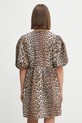 Clothing GANNI cotton dress Printed Cotton Tie String Mini F9758. brown