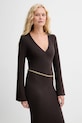 Φόρεμα με προσθήκη μαλλιού MICHAEL Michael Kors καφέ MF5835G4VR