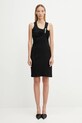 Bavlněné šaty Coperni Washing Clip Rib Dress midi černá COPR192F5033