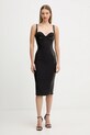 Φόρεμα Elisabetta Franchi λεπτό μοτίβο μαύρο AB83857E2