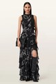 Viskózové šaty AllSaints CADY midi černá W004DD
