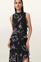 Viskózové šaty AllSaints CADY W004DD černá AW25