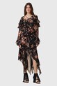 AllSaints sukienka FRESCA rozkloszowany czarny W021DD