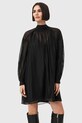 AllSaints sukienka z dodatkiem jedwabiu PEARLA W095DD czarny AW25