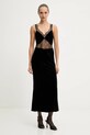 Never Fully Dressed sukienka welurowa z elastanem czarny NFDDR3012
