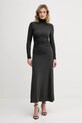 Sisley rochie din amestec de mătase maxi gri 4K3ZLV07R