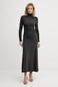 Sisley rochie din amestec de mătase maxi gri 4K3ZLV07R