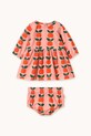 Tinycottons sukienka niemowlęca APPLES BABY SET wzorzyste różowy AW25.385