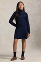 Παιδικό βαμβακερό φόρεμα Polo Ralph Lauren μακρύ σκούρο μπλε 313978841001